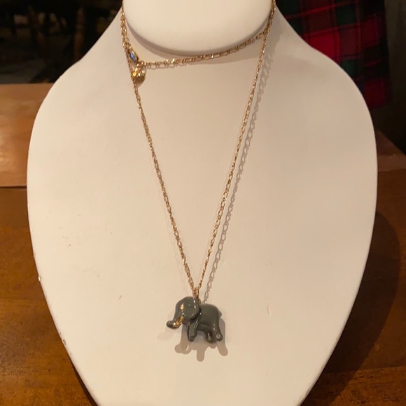 J. Crew Necklace Elephant Grey Charm Pendant